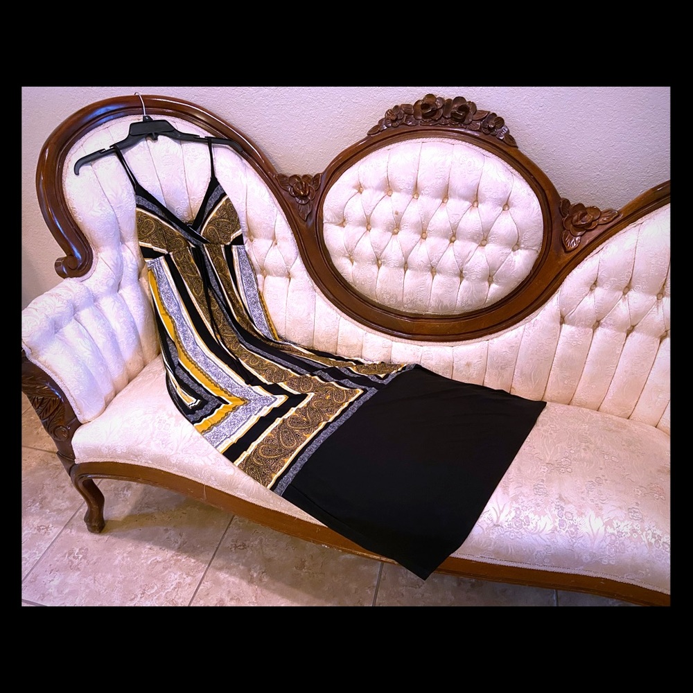 INC black yellow & white maxi dress